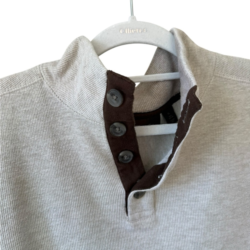 Tasso Elba Light Gray Quarter-Zip Sweater with Dark Button Placket - Picture 3 of 5